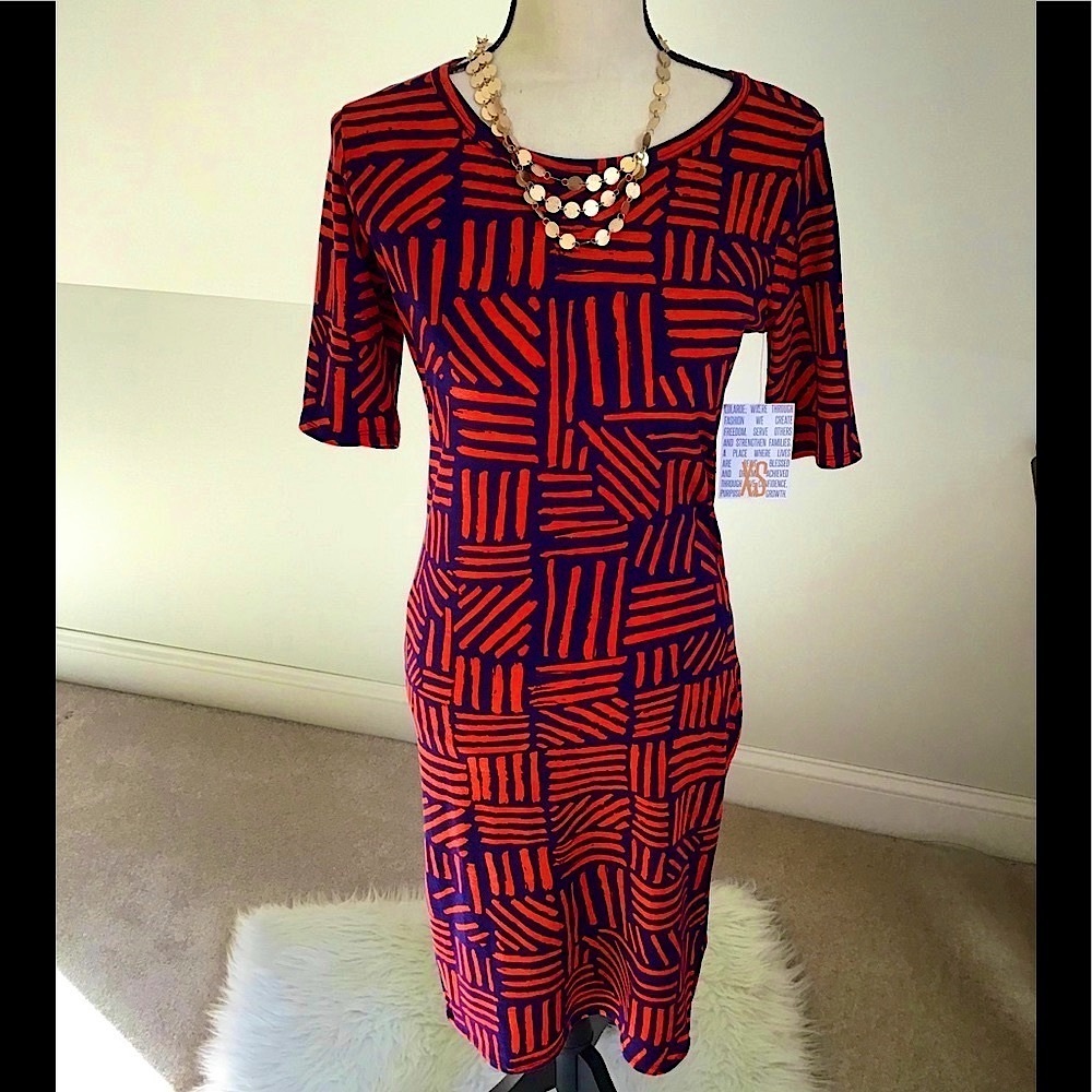 NEW LuLaRoe Julia Print Pullover Scoop-neck Dress Size XS